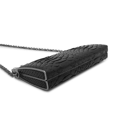 CHANEL CHAIN SHOULDER BAG LOGO RHINESTONE BLACK PYTHON 90281546 - PURPOSE