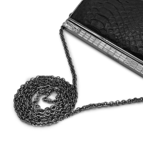 CHANEL CHAIN SHOULDER BAG LOGO RHINESTONE BLACK PYTHON 90281546 - PURPOSE