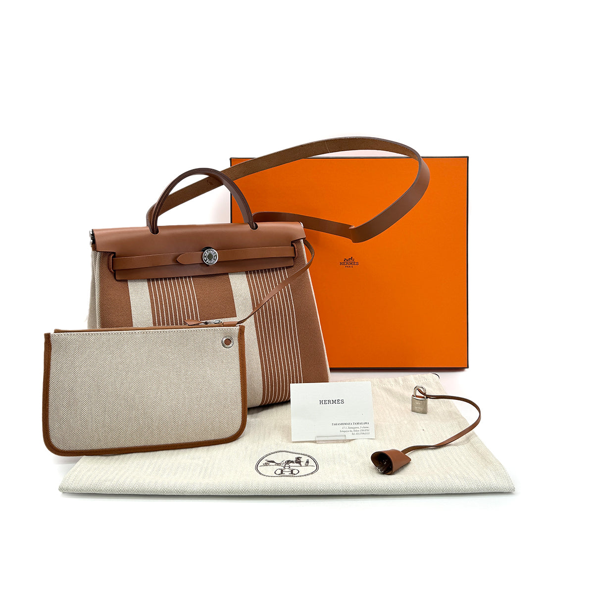 HERMES HER BAG ZIP PM 31 FAUVE PALLADIUM HARDWARE VACHE HUNTER TOILE H TOTE SHOULDER BAG Z 90281817
