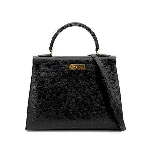 HERMES KELLY 28 SELLIER BLACK ARDENNES HAND SHOULDER BAG 〇Z GHW 90281826 - PURPOSE