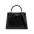 HERMES KELLY 28 SELLIER BLACK ARDENNES HAND SHOULDER BAG 〇Z GHW 90281826 - PURPOSE