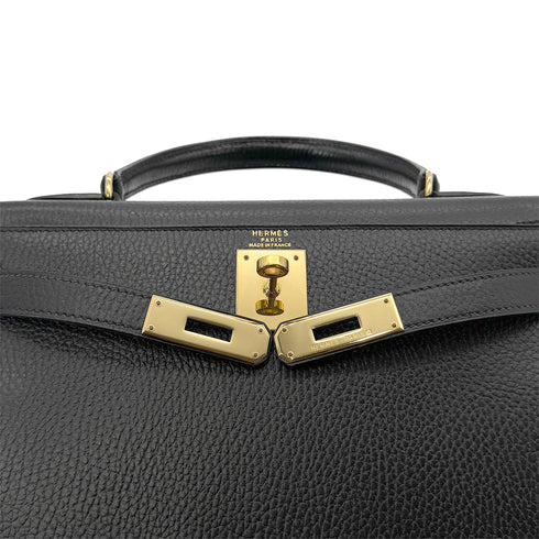 HERMES KELLY 28 SELLIER BLACK ARDENNES HAND SHOULDER BAG 〇Z GHW 90281826 - PURPOSE