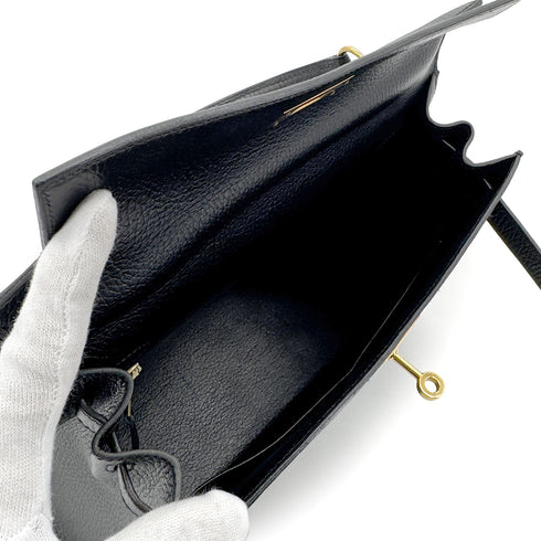 HERMES KELLY 28 SELLIER BLACK ARDENNES HAND SHOULDER BAG 〇Z GHW 90281826 - PURPOSE