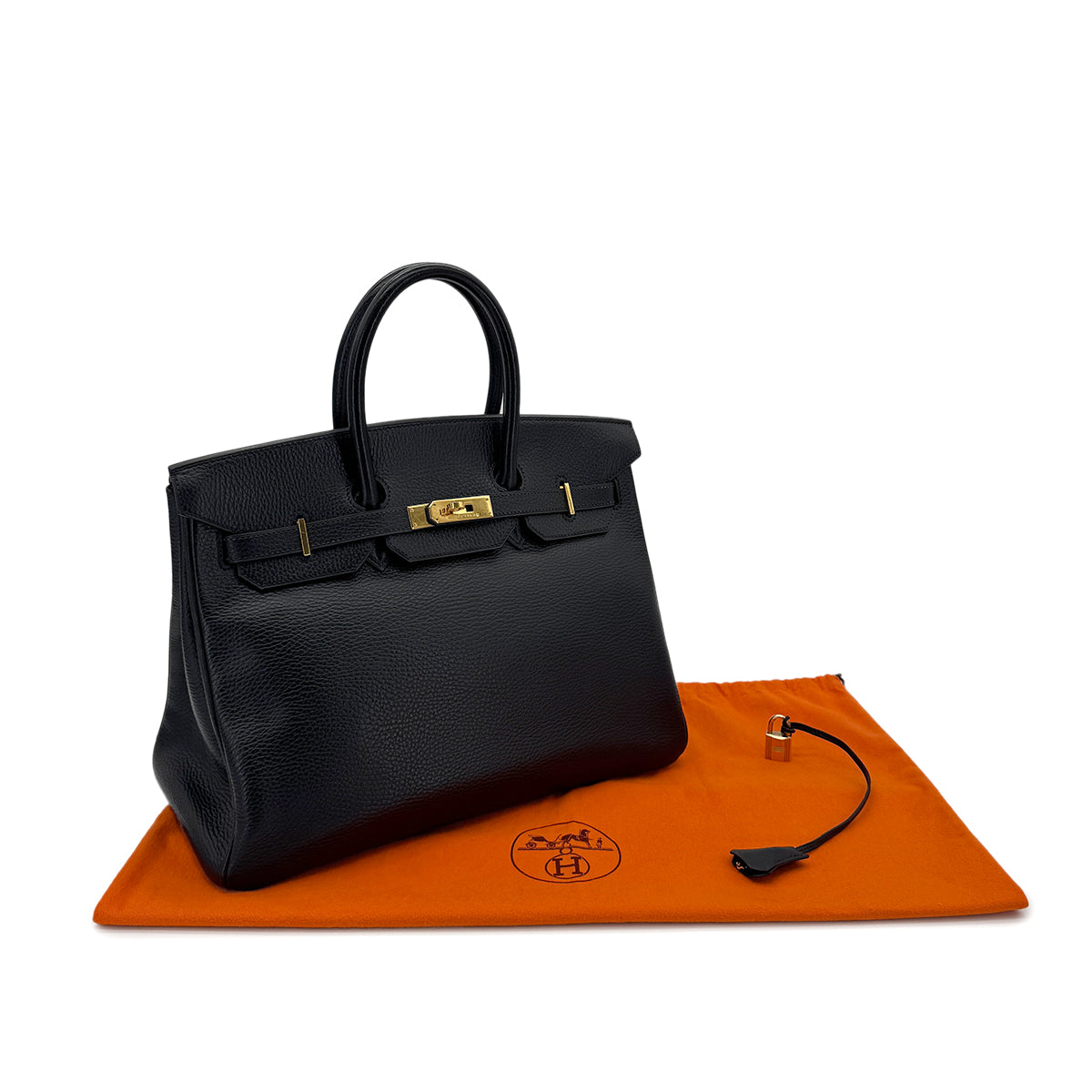 HERMES BIRKIN 35 BLACK ARDENNES HAND BAG □F GHW 90281829