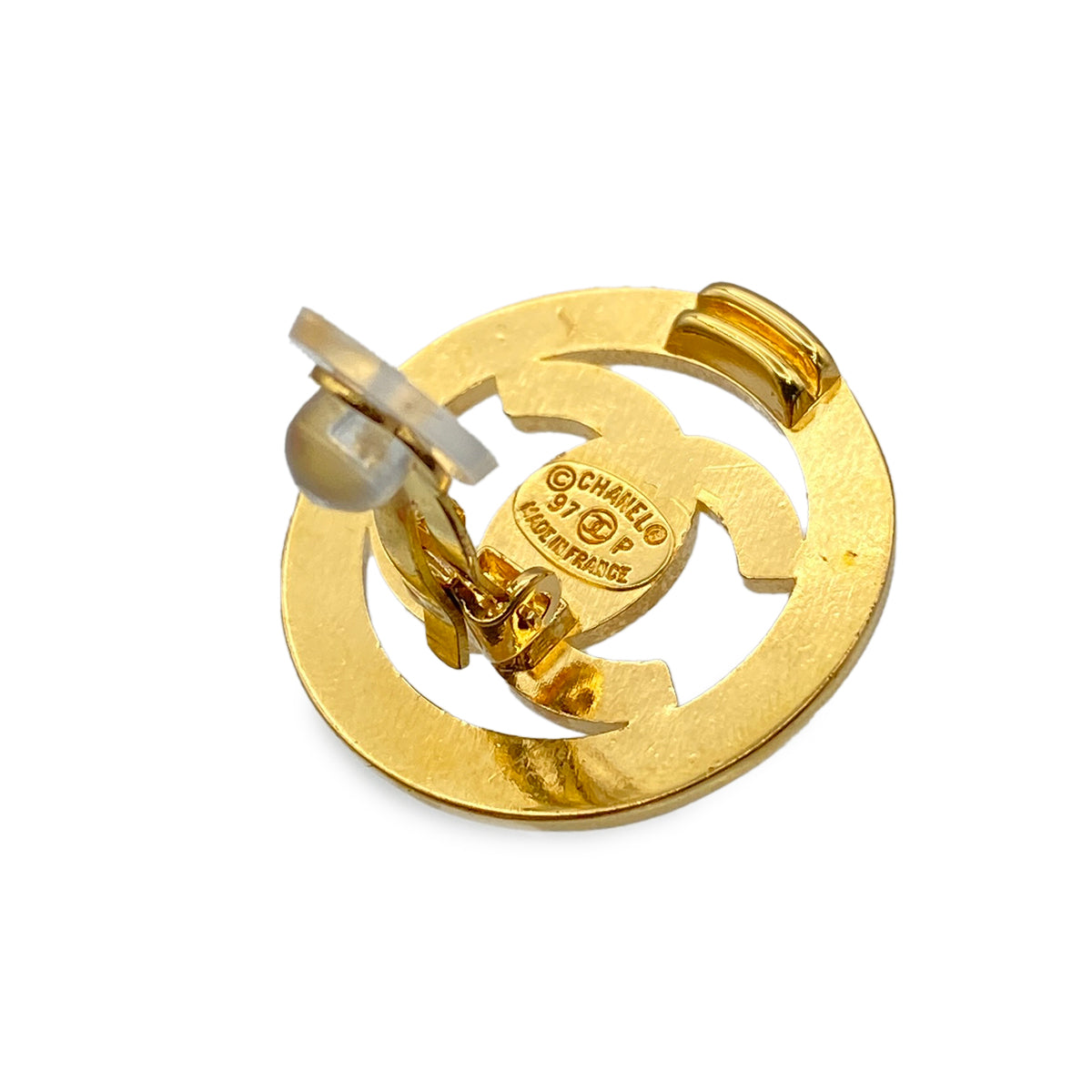 CHANEL VINTAGE EARRINGS TURN LOCK GOLD ACCESSORY 97P 90281844
