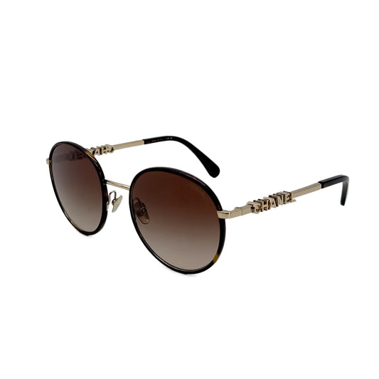 CHANEL SUNGLASSES LOGO BROWN GOLD EYEWEAR 90281856
