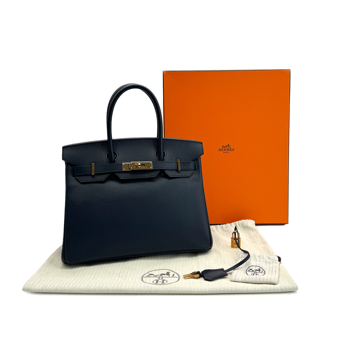 HERMES BIRKIN 30 BLUE INDIGO VEAU EPSOM HAND BAG Y GHW 90282055