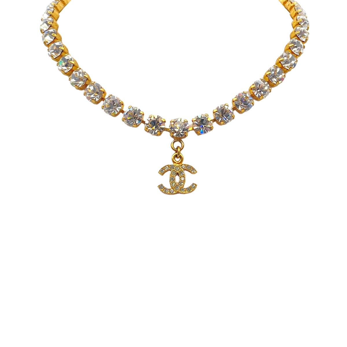 CHANEL VINTAGE NECKLACE RHINESTONE COCOMARK ACCESSORY 96P 90282068