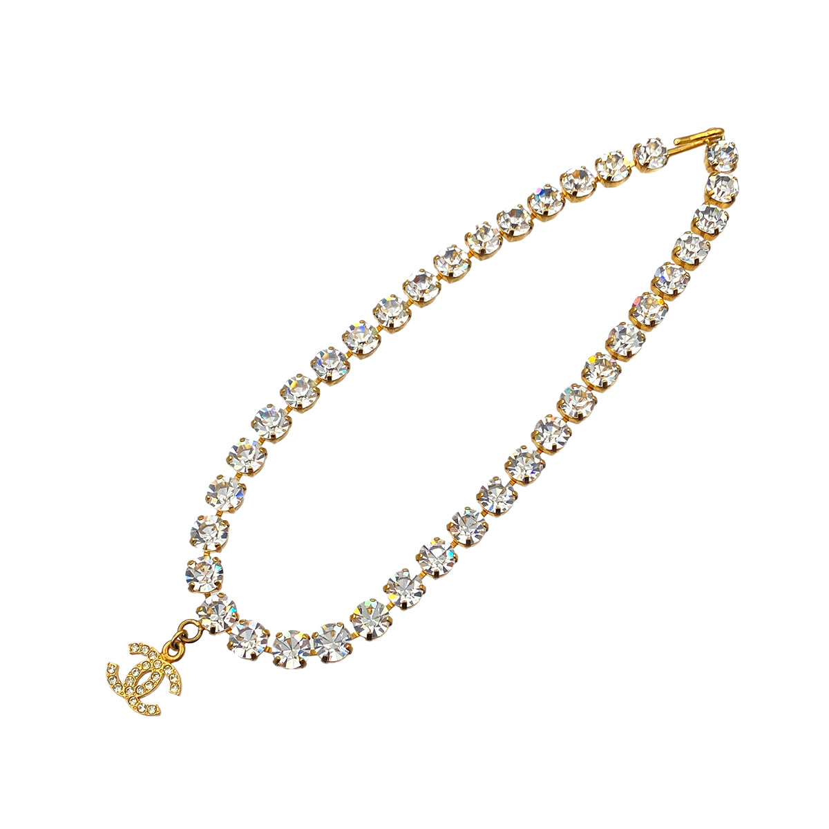 CHANEL VINTAGE NECKLACE RHINESTONE COCOMARK ACCESSORY 96P 90282068