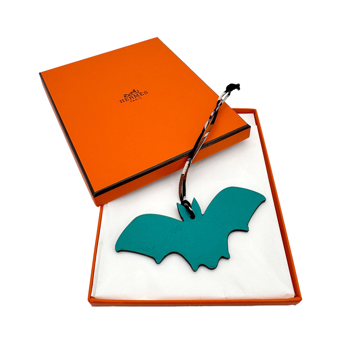 HERMES BAG CHARM PETIT H BAT VERT JADE MARRON EPSOM TOGO 90282072