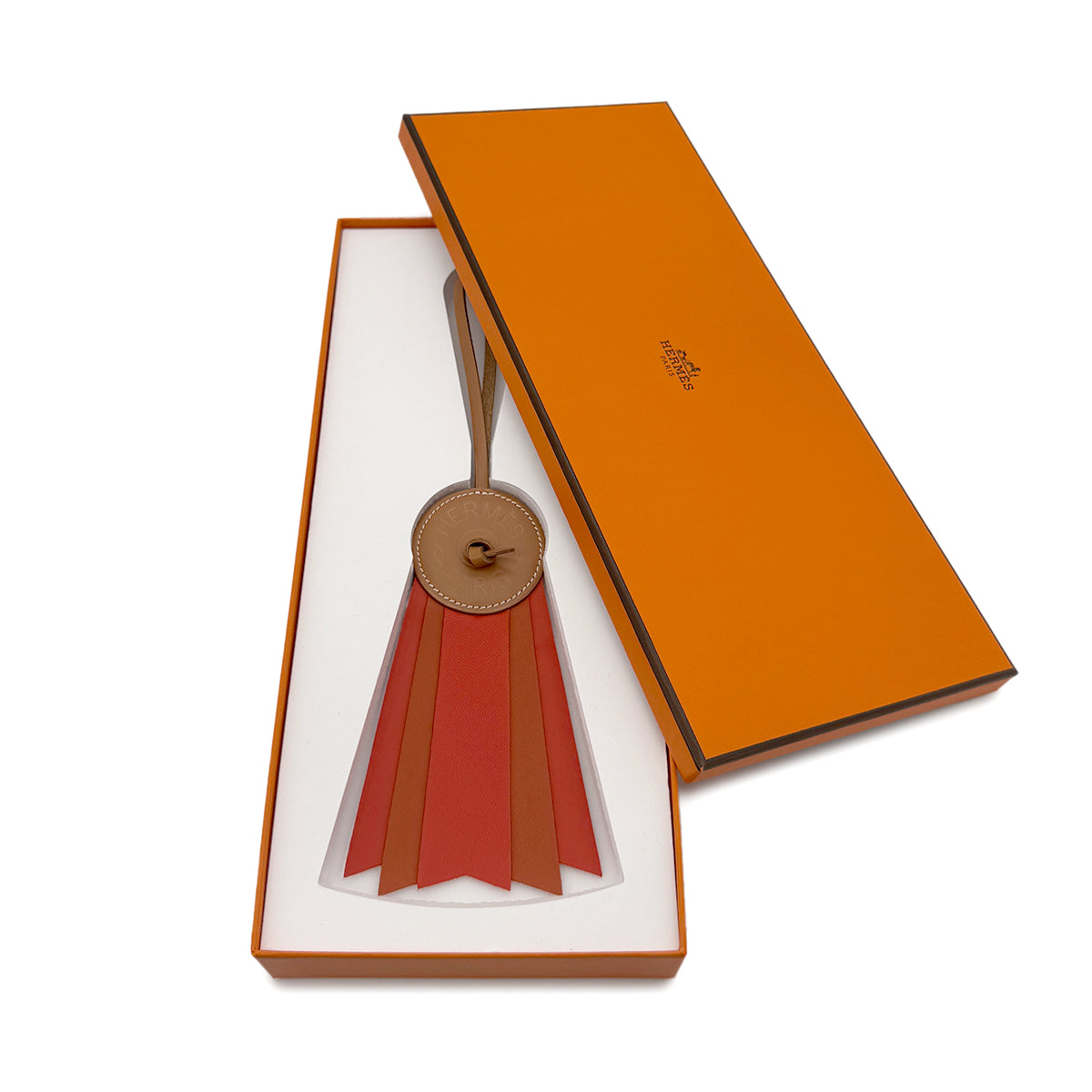 HERMES BAG CHARM PADDOCK FLOT NATUREL CAPUCINE VACHE HUNTE AGNEAU MILO 90282073