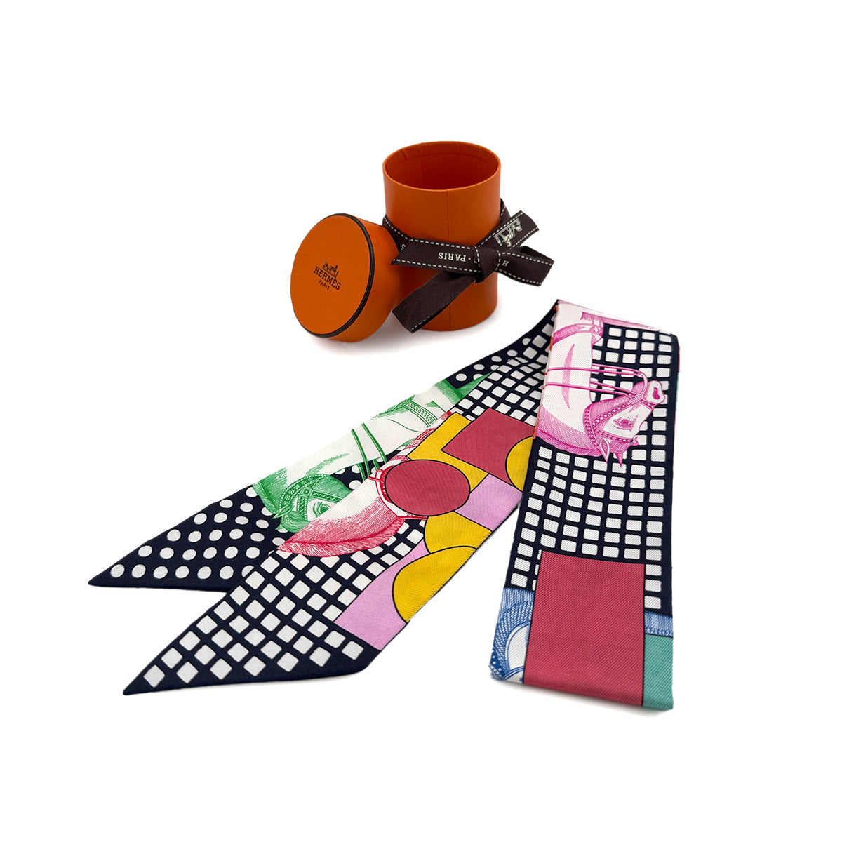 HERMES TWILLY CAVALIER EN FORMES SCARF MULTICOLOR SILK 90282083