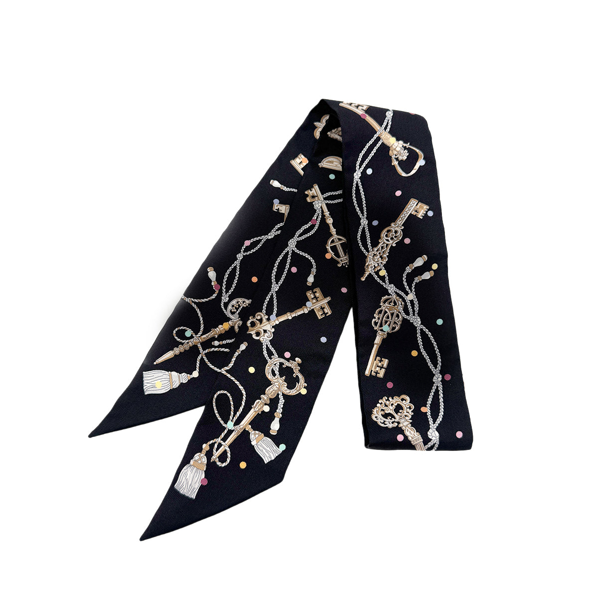 HERMES TWILLY LES CLES A POIS SCARF MULTICOLOR SILK 90282086