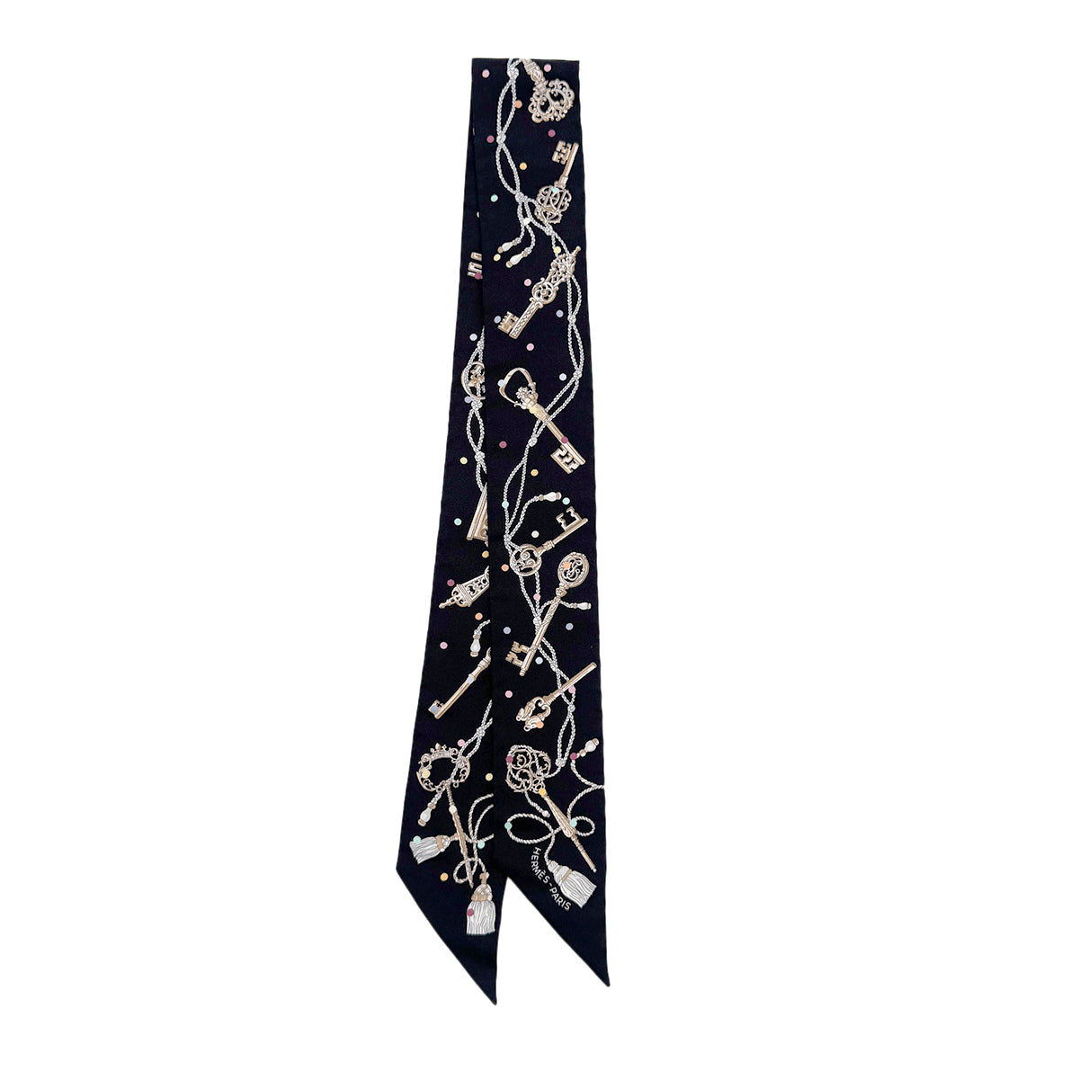 HERMES TWILLY LES CLES A POIS SCARF MULTICOLOR SILK 90282086