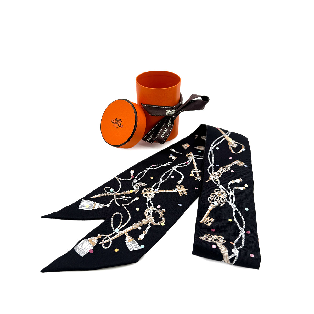HERMES TWILLY LES CLES A POIS SCARF MULTICOLOR SILK 90282086