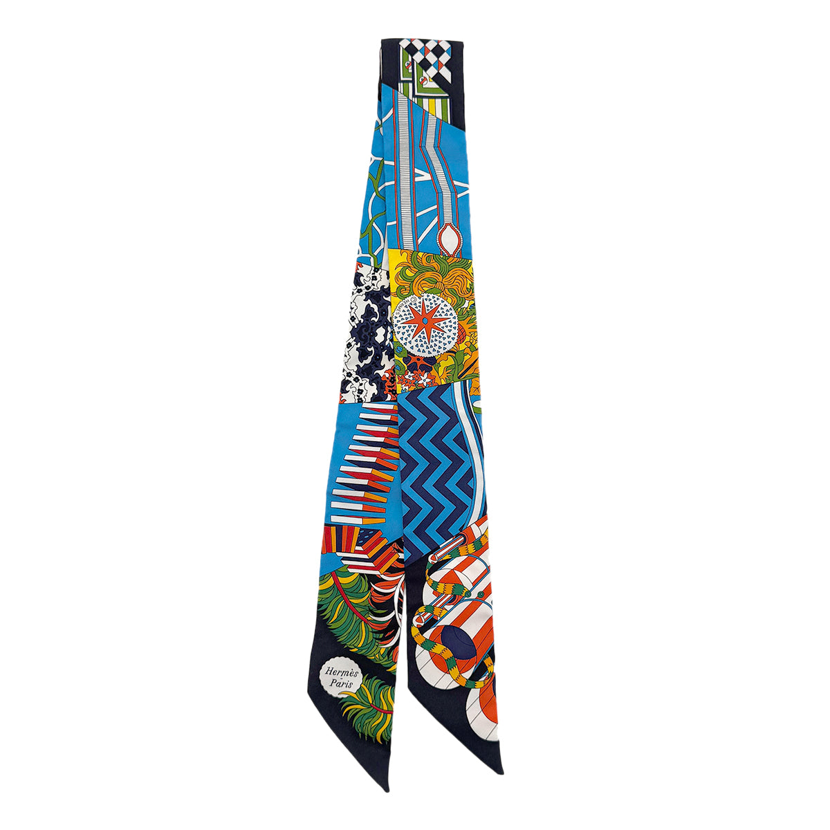 HERMES TWILLY STICKER SOIE DE L'OMBRELLE AUX DUE SCARF MULTICOLOR SILK 90282092