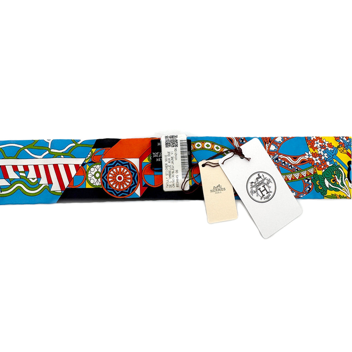 HERMES TWILLY STICKER SOIE DE L'OMBRELLE AUX DUE SCARF MULTICOLOR SILK 90282092