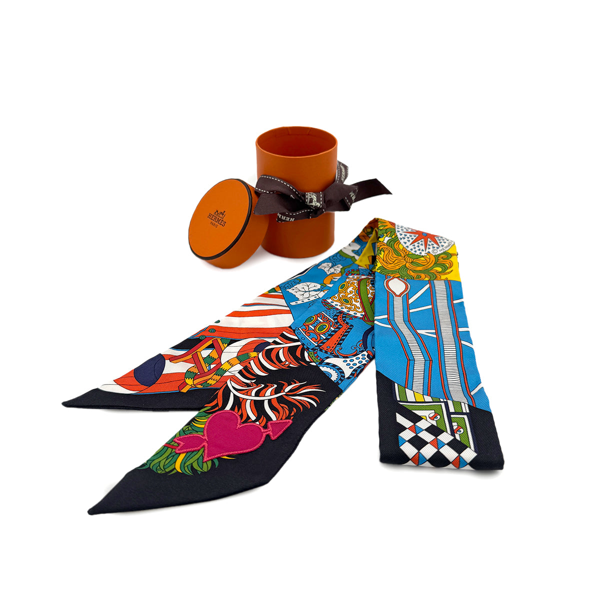 HERMES TWILLY STICKER SOIE DE L'OMBRELLE AUX DUE SCARF MULTICOLOR SILK 90282092