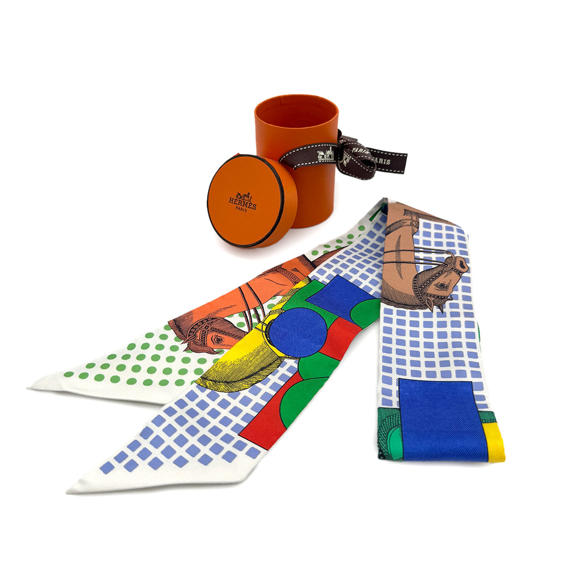 HERMES TWILLY CAVALIER EN FORMES SCARF MULTICOLOR SILK 90282094