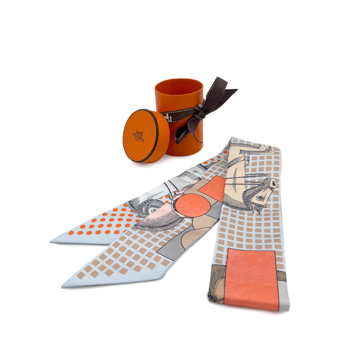 HERMES TWILLY CAVALIER EN FORMES SCARF MULTICOLOR SILK 90282095
