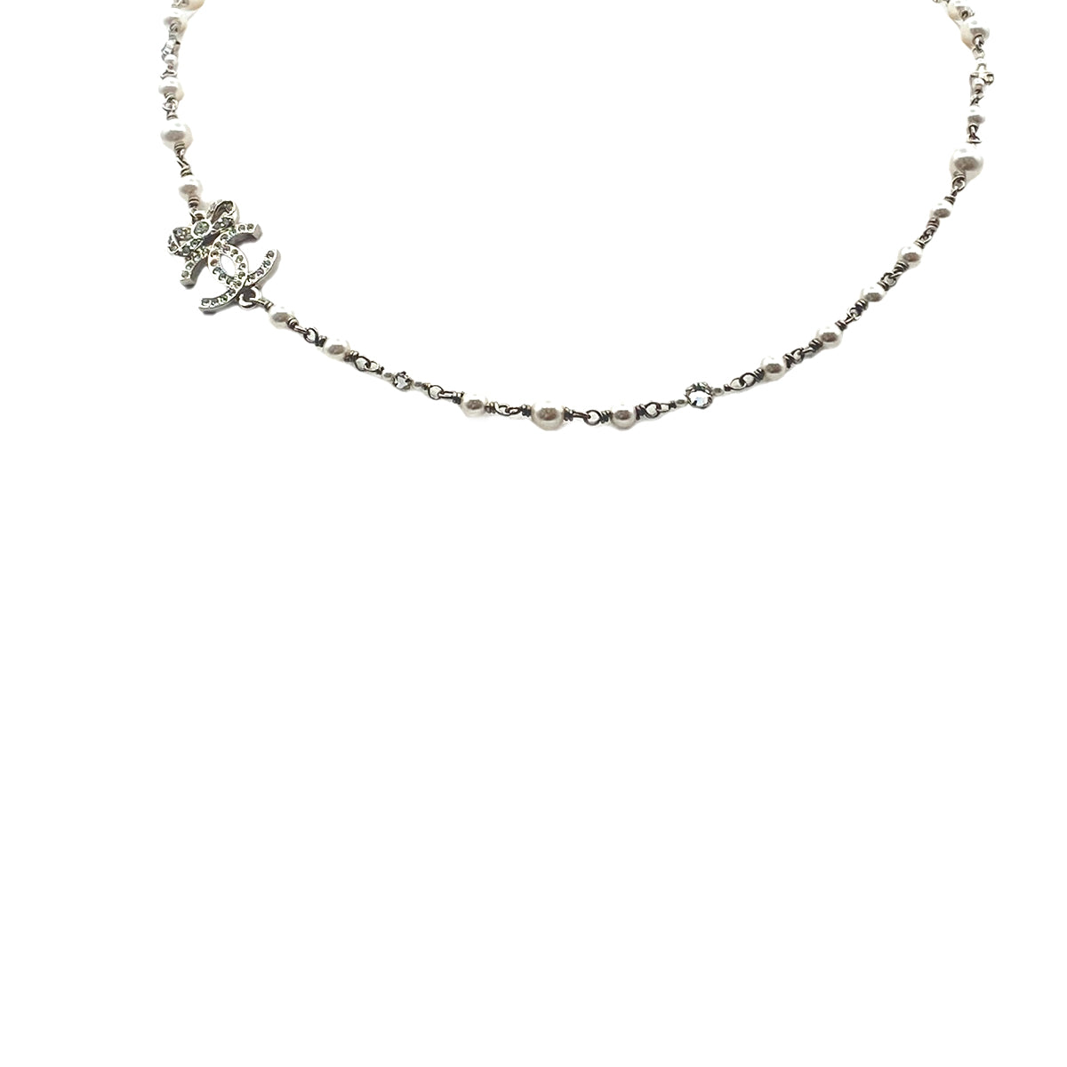 CHANEL NECKLACE COCOMARK FAUX PEARL RHINESTONE ACCESSORY A24V 90282103