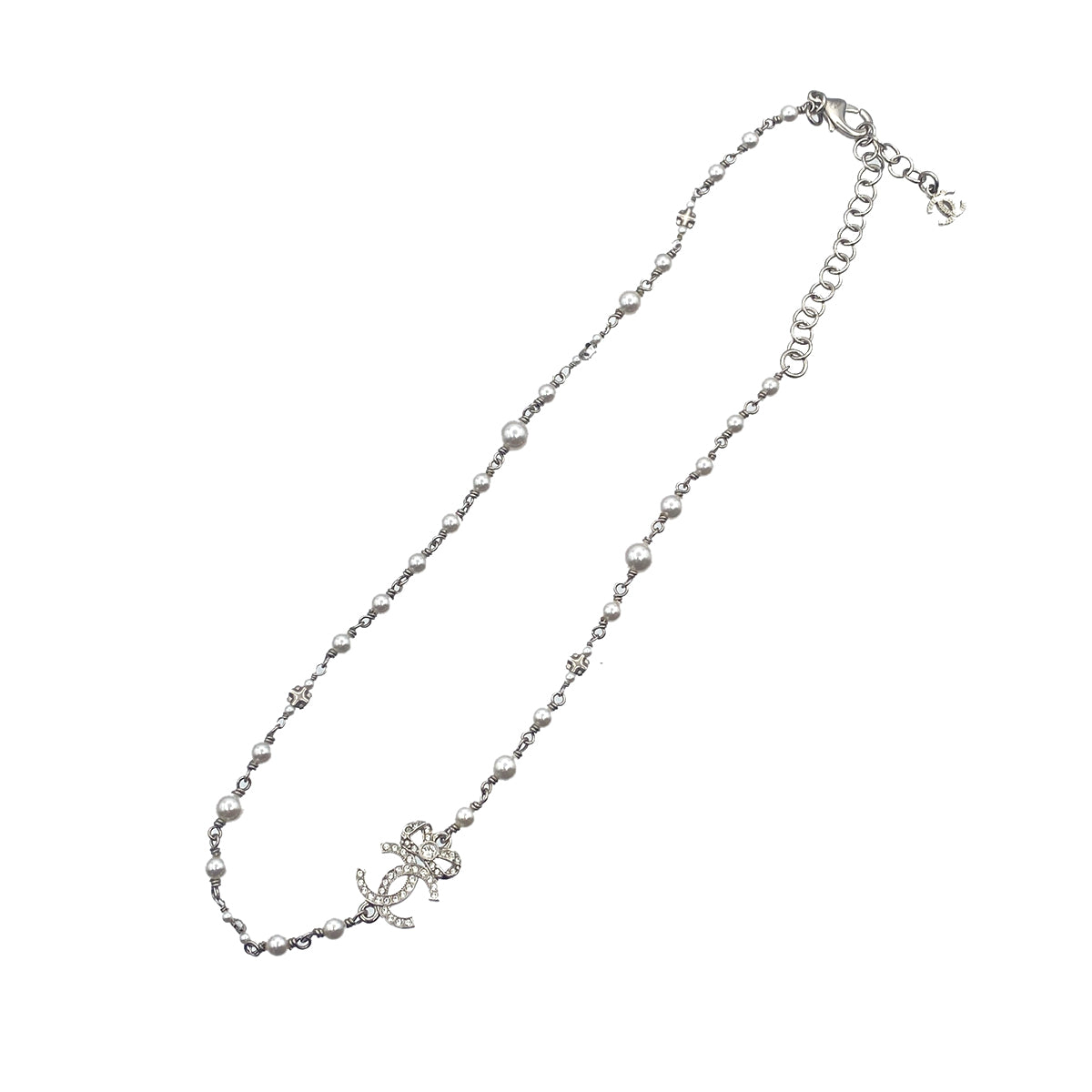 CHANEL NECKLACE COCOMARK FAUX PEARL RHINESTONE ACCESSORY A24V 90282103