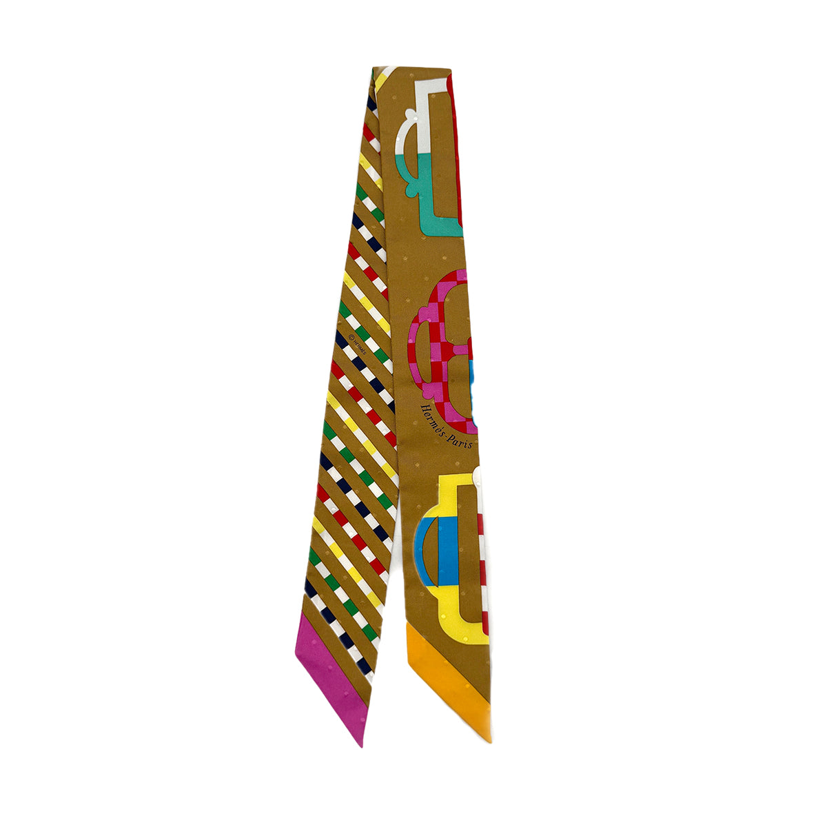 HERMES TWILLY PLUMETIS BOUCLERIE MODERNE SCARF MULTICOLOR SILK 90282108