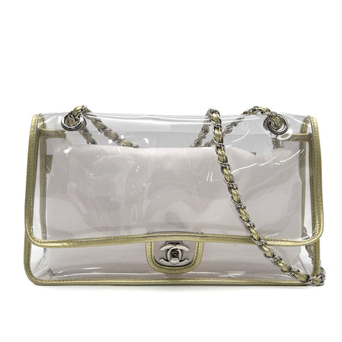 CHANEL VINTAGE CLEAR SHOULDER BAG GOLD VINYL LEATHER 90282741 - PURPOSE