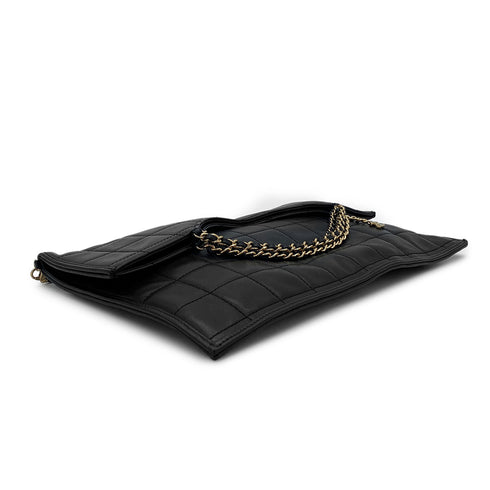 CHANEL VINTAGE CHOCOLATE BAR CHAIN HAND SHOULDER BAG BLACK LAMB SKIN 90282759 - PURPOSE