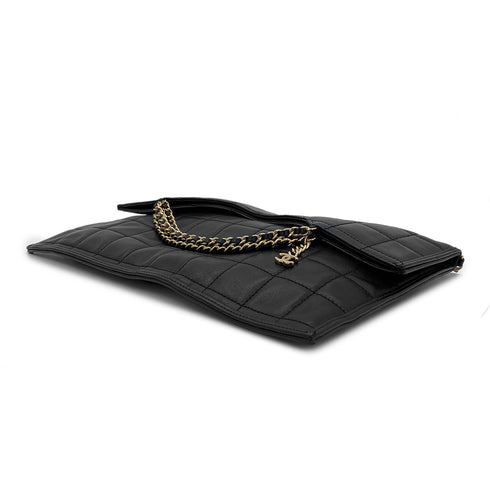 CHANEL VINTAGE CHOCOLATE BAR CHAIN HAND SHOULDER BAG BLACK LAMB SKIN 90282759 - PURPOSE