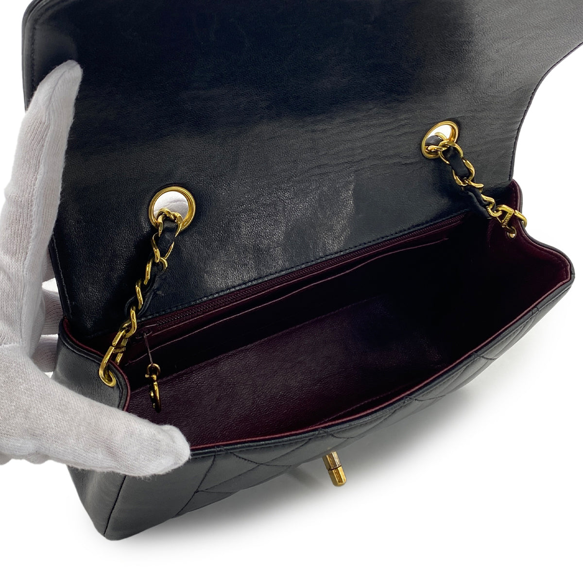 CHANEL VINTAGE DIANA SMALL CHAIN SHOULDER BAG BLACK LAMB SKIN 90282764