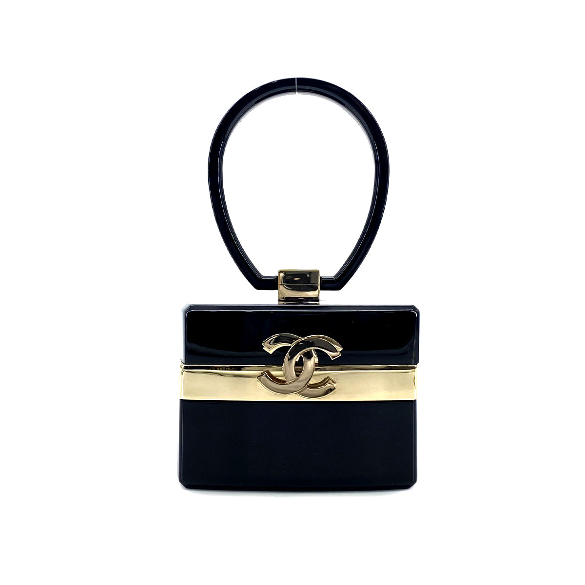 CHANEL VINTAGE COCOMARK METIERS D'ART COLLECTION VANITY BAG BLACK GOLD PLASTIC 90282774
