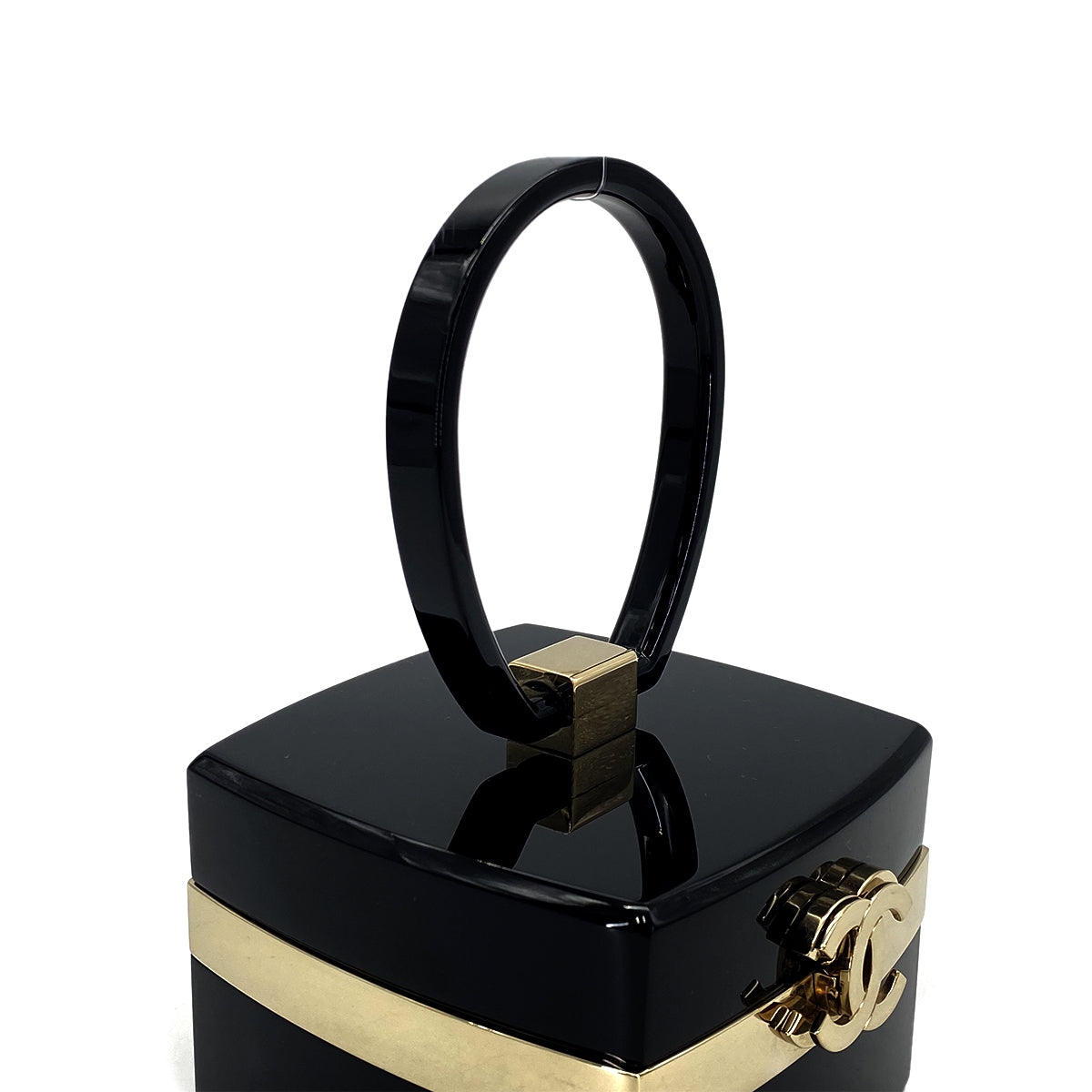 CHANEL VINTAGE COCOMARK METIERS D'ART COLLECTION VANITY BAG BLACK GOLD PLASTIC 90282774