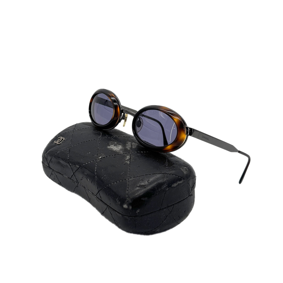 CHANEL VINTAGE SUNGLASSES LOGO BROWN EYEWEAR 90283086