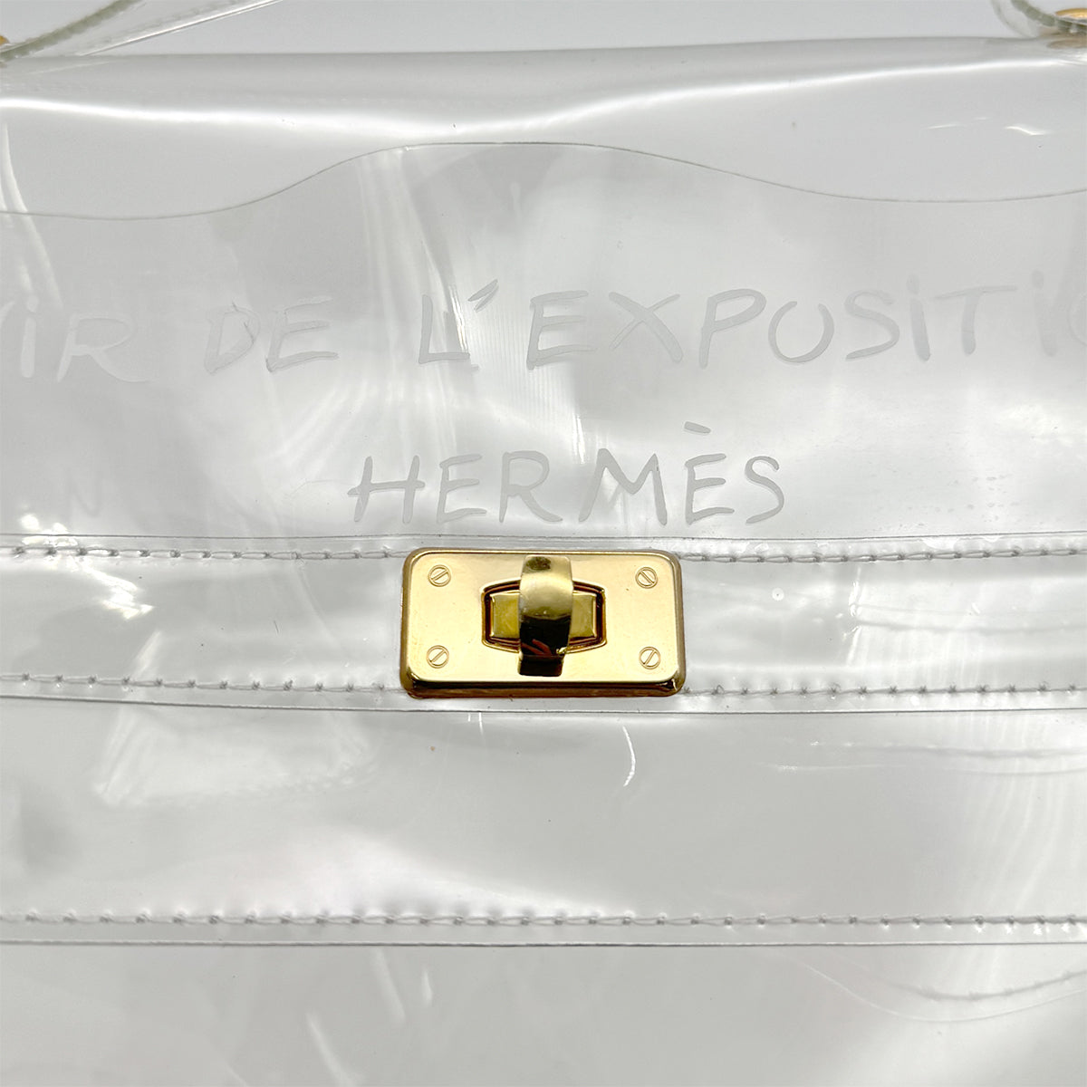 HERMES VINYL KELLY SOUVENIRDEL' EXPOSITION 1997 CLEAR HAND BAG 90283103