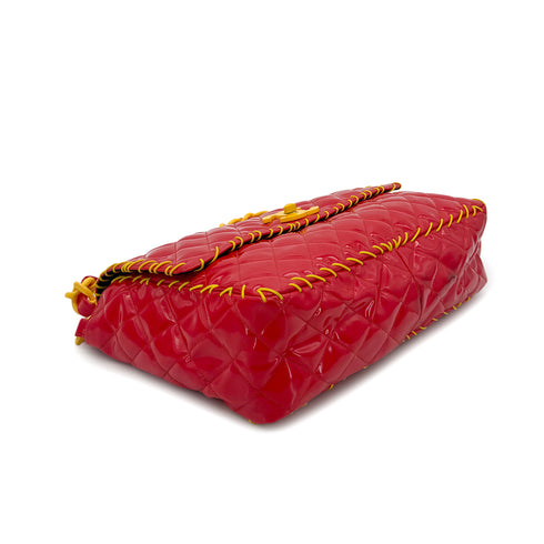 CHANEL VINTAGE MATELASSE CHAIN SHOULDER BAG COCOMARK RED YELLOW PATENT 90283107 - PURPOSE