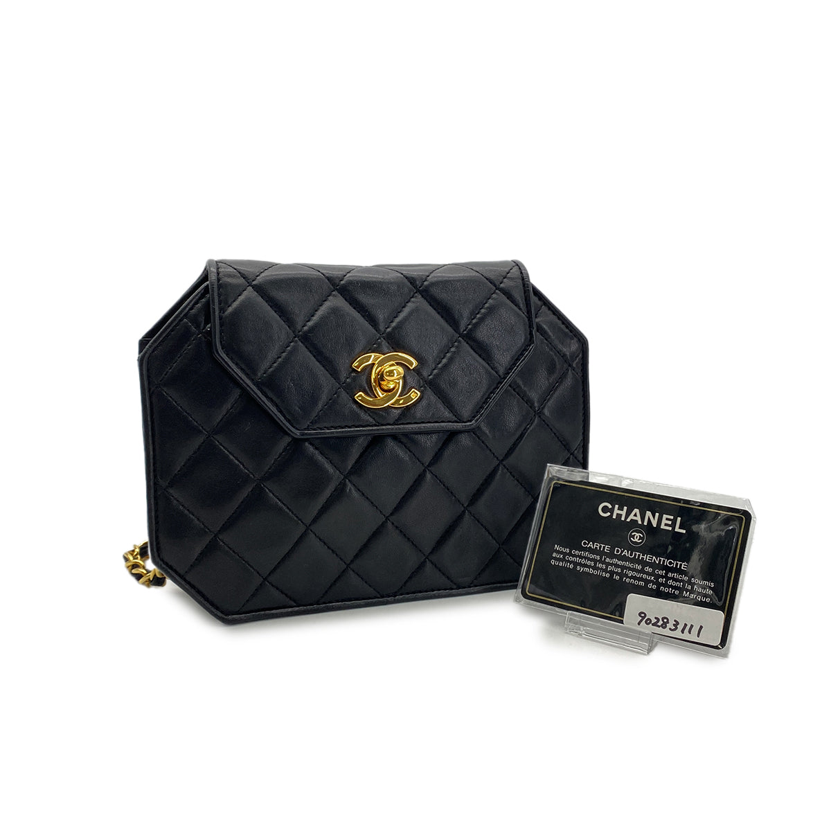 CHANEL VINTAGE MATELASSE CHAIN SHOULDER BAG BLACK LAMB SKIN 90283111