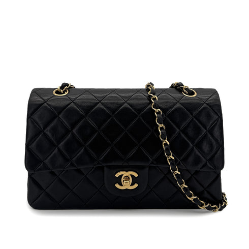 CHANEL VINTAGE CLASSIC FLAP MEDIUM CHAIN SHOULDER BAG BLACK LAMB SKIN 90283114 - PURPOSE