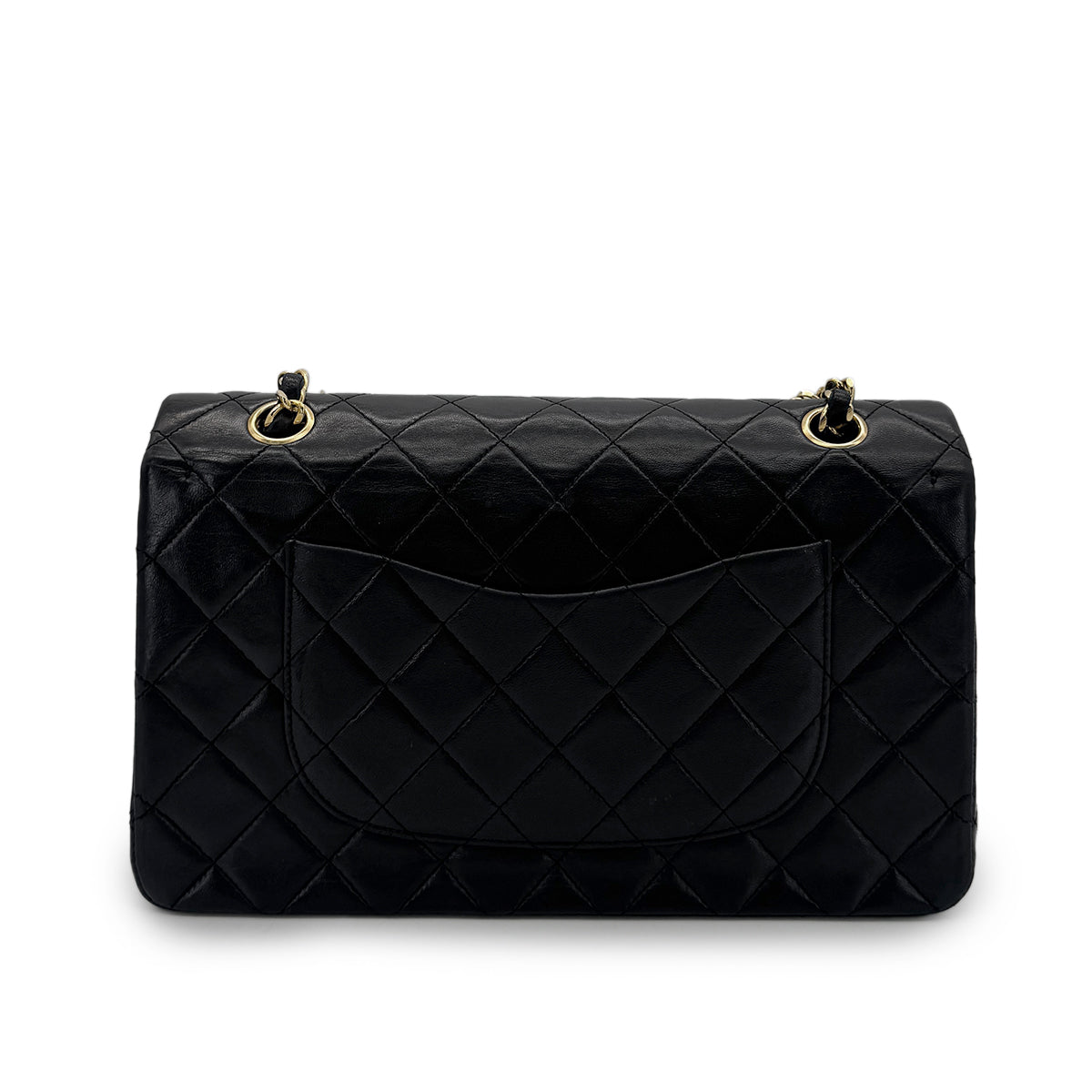CHANEL VINTAGE CLASSIC FLAP MEDIUM CHAIN SHOULDER BAG BLACK LAMB SKIN 90283114