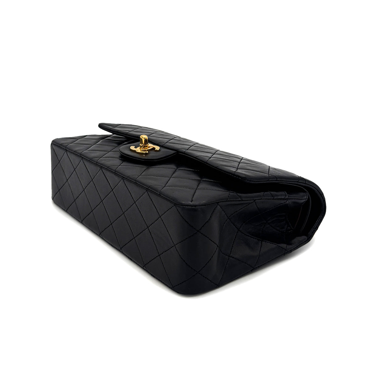 CHANEL VINTAGE CLASSIC FLAP MEDIUM CHAIN SHOULDER BAG BLACK LAMB SKIN 90283114