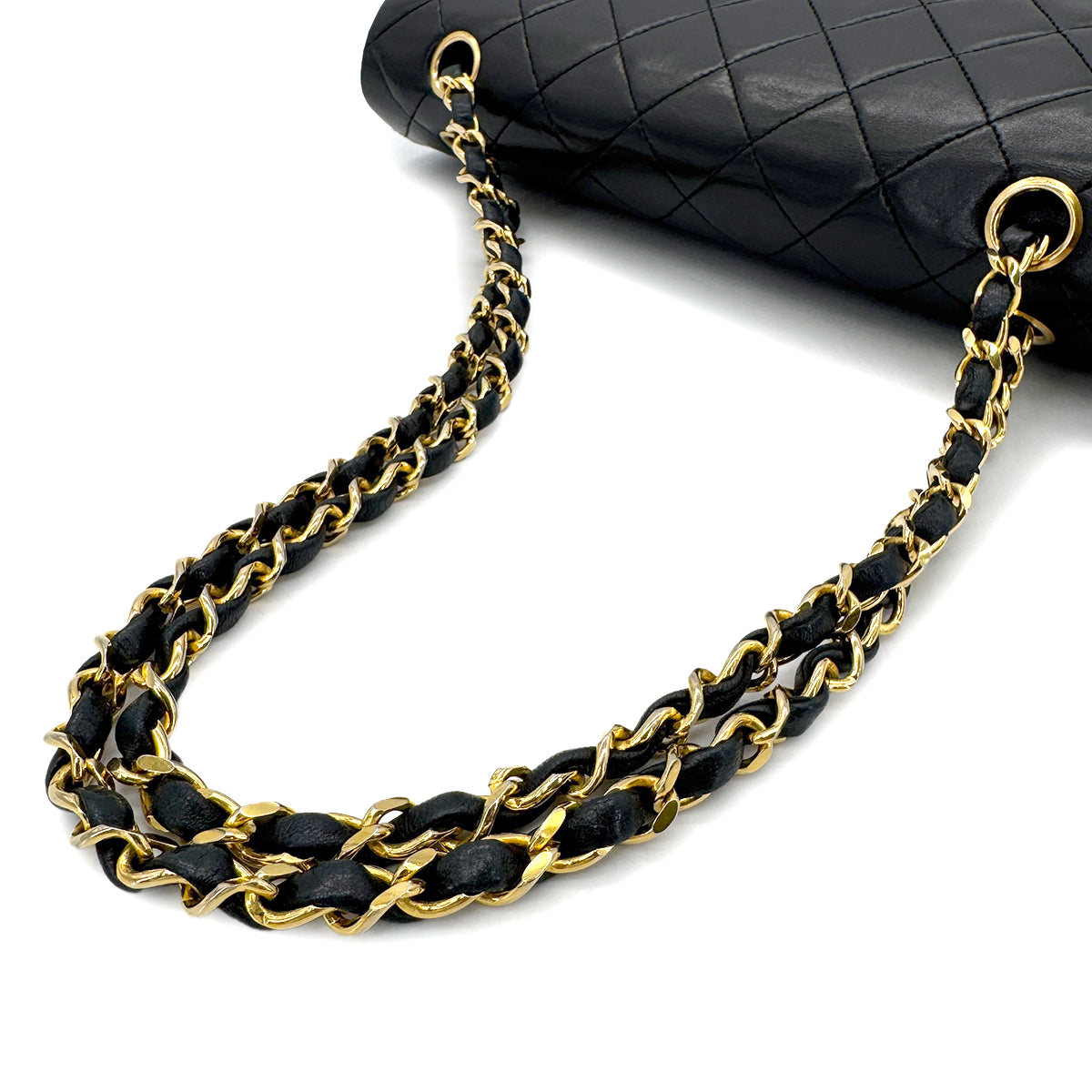 CHANEL VINTAGE CLASSIC FLAP MEDIUM CHAIN SHOULDER BAG BLACK LAMB SKIN 90283114