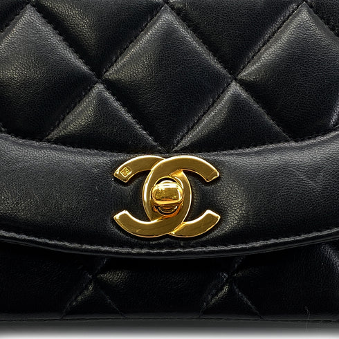 CHANEL VINTAGE DIANA SMALL CHAIN SHOULDER BAG BLACK LAMB SKIN 90283123 - PURPOSE