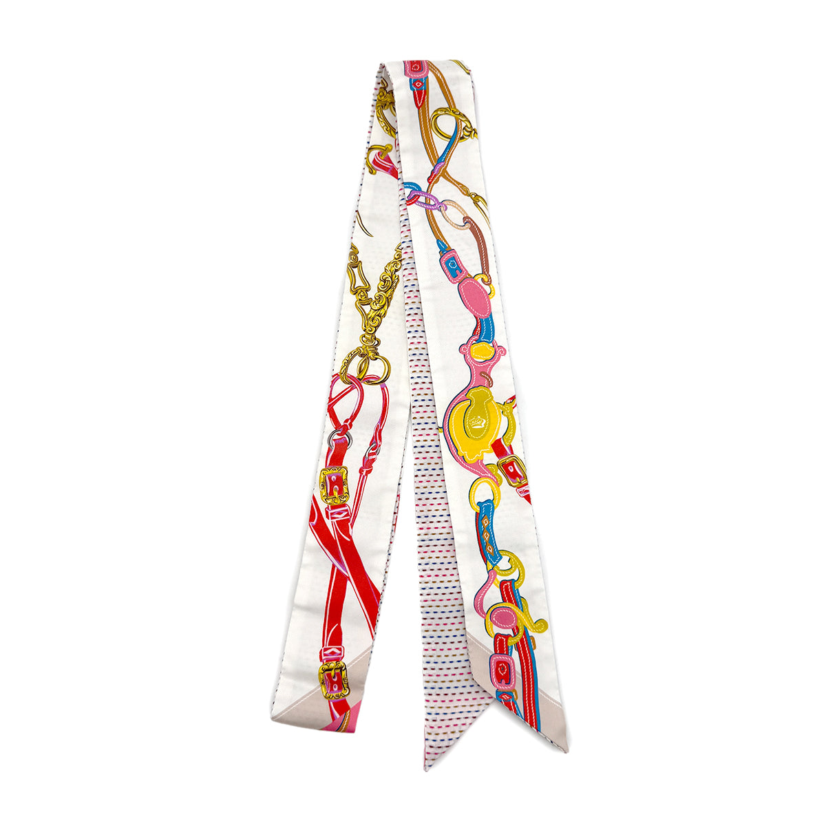 HERMES TWILLY TWINS BRIDES DE GALA APPLIQ SCARF MULTICOLOR SILK 90283136