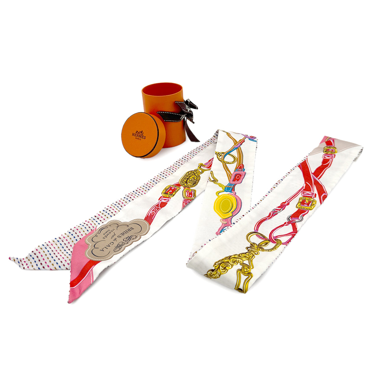 HERMES TWILLY TWINS BRIDES DE GALA APPLIQ SCARF MULTICOLOR SILK 90283136