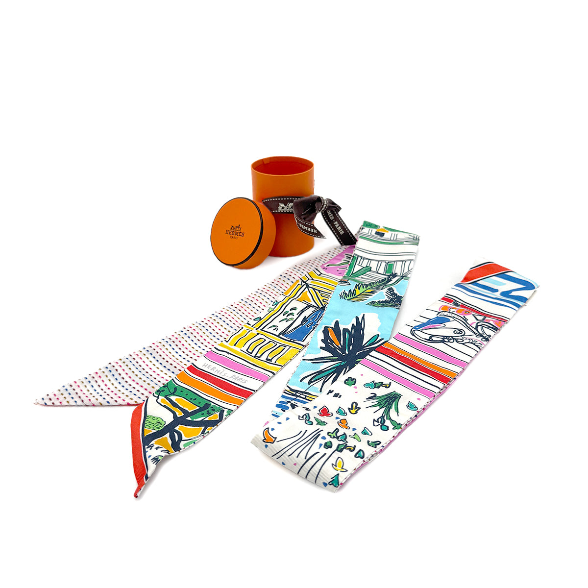 HERMES TWILLY TWINS RAYURES D'ETE SCARF MULTICOLOR SILK 90283137