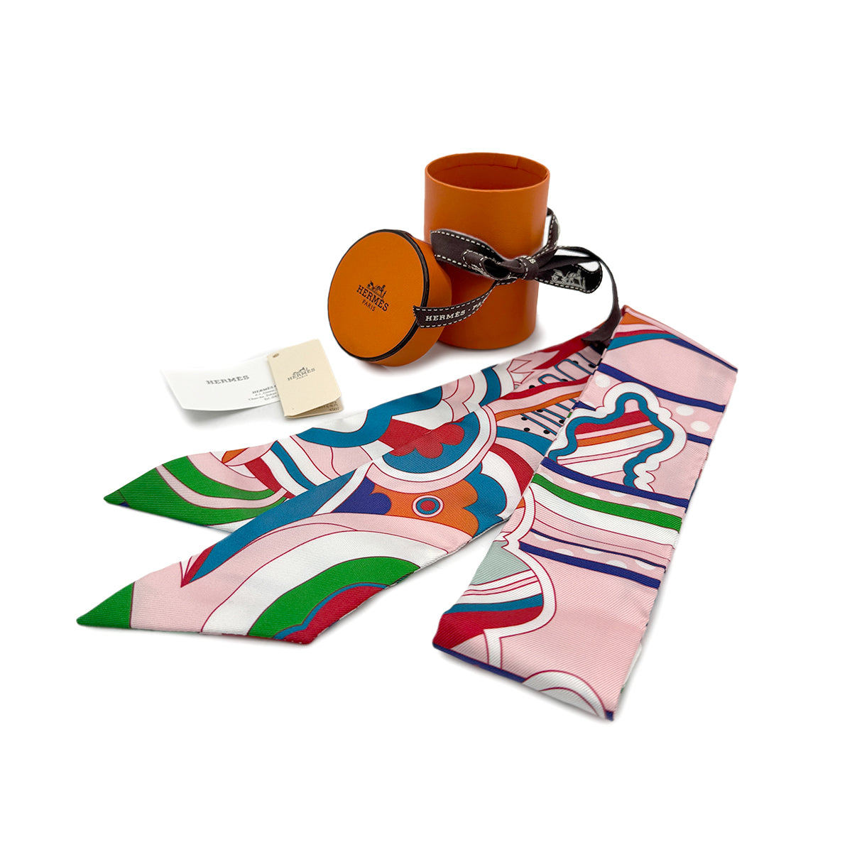 HERMES TWILLY FAUBOURG RAINBOW SCARF MULTICOLOR SILK 90283140