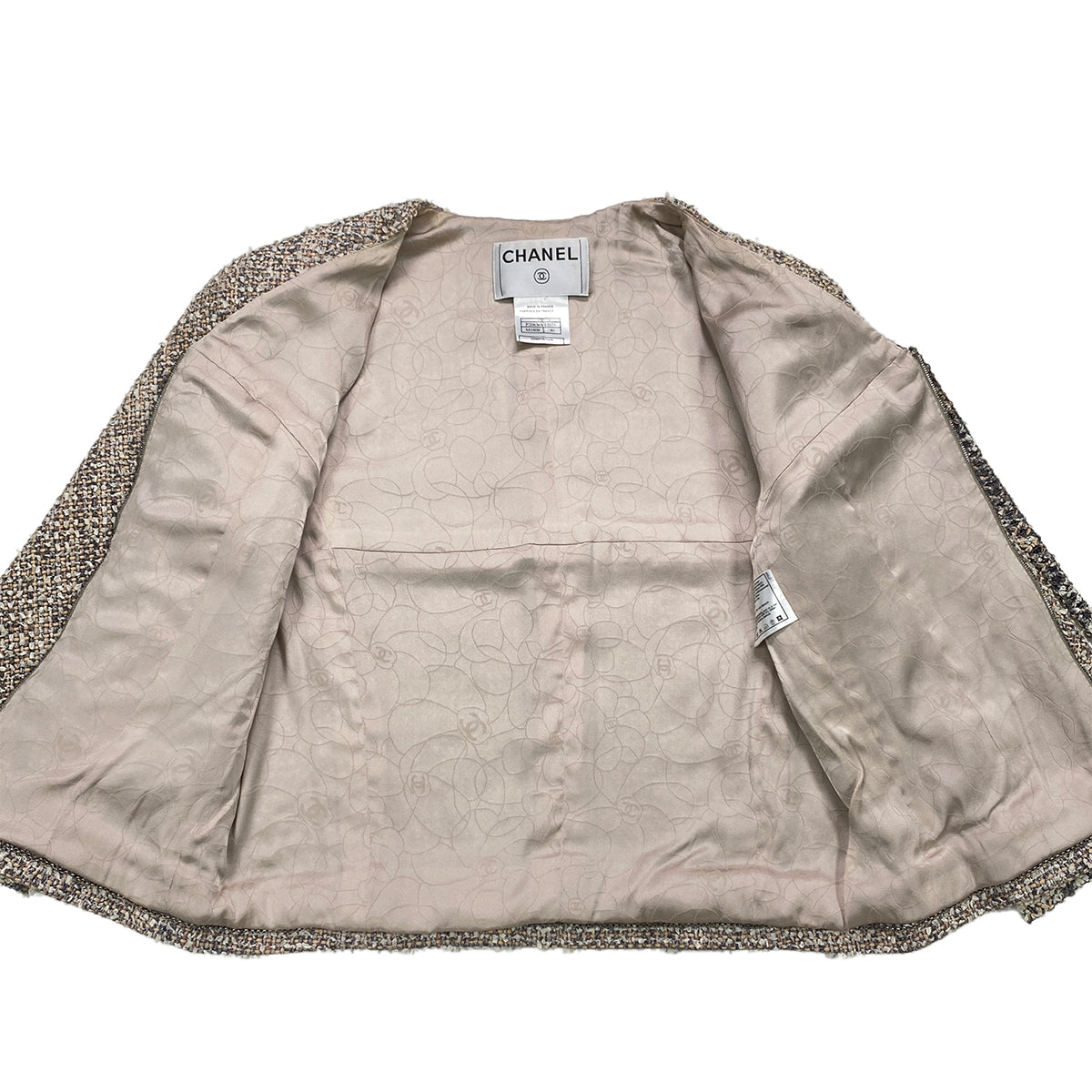 CHANEL VINTAGE JACKET SKIRT SET PINK TWEED 40 03P RTW 90283146