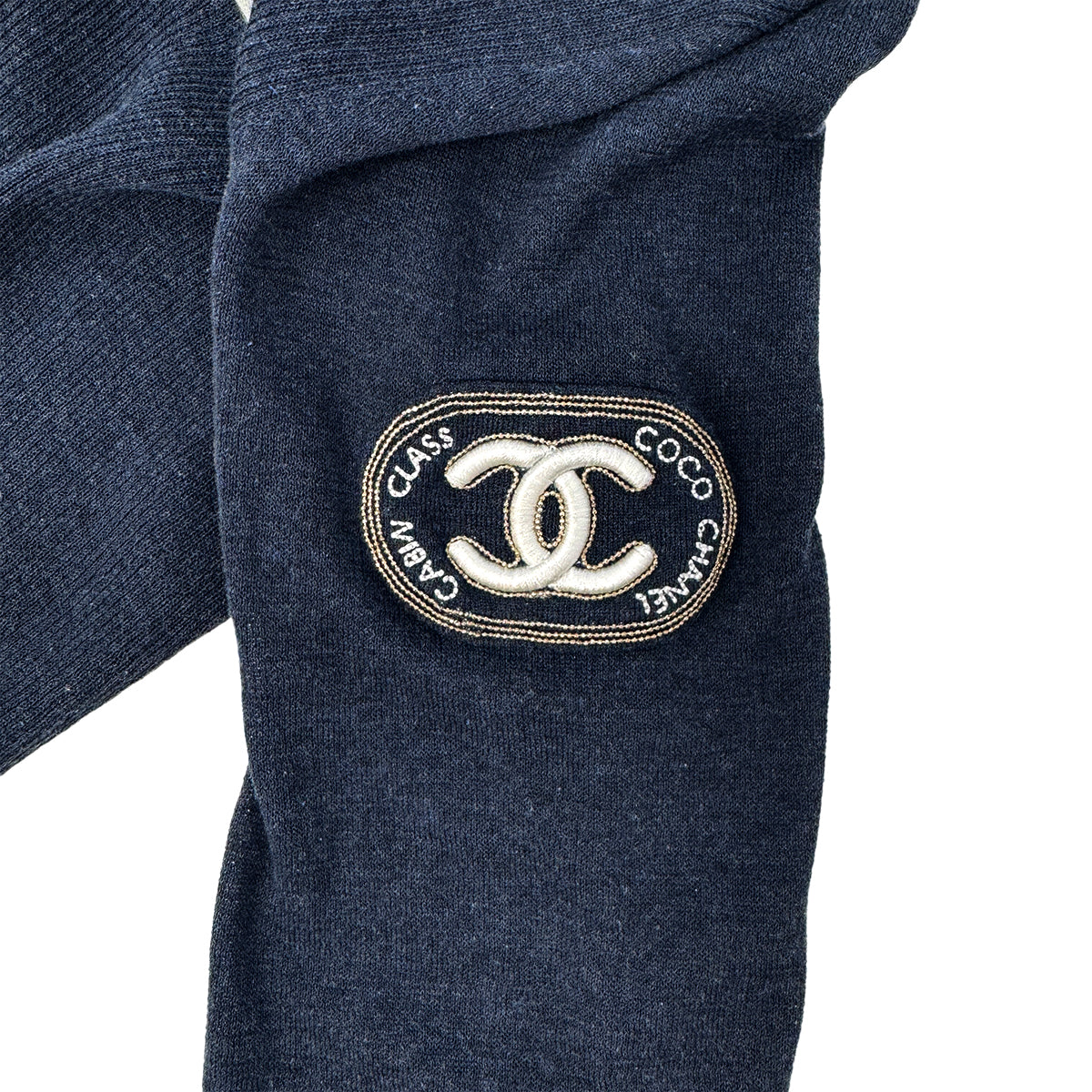 CHANEL TOPS COCO CUFFLINKS NAVY WHITE COTTON 38 08C RTW 90283148