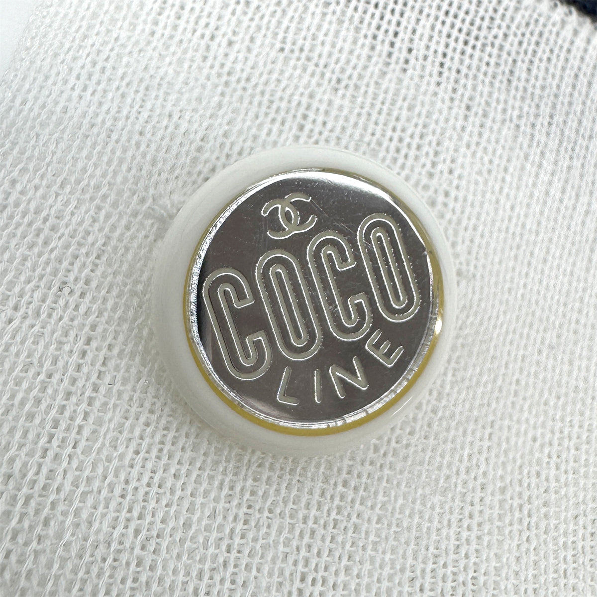 CHANEL TOPS COCO CUFFLINKS NAVY WHITE COTTON 38 08C RTW 90283148