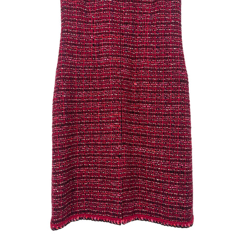 CHANEL TWEED COCO BUTTON SLEEVELESS ZIP DRESS RED WOOL 42 01A RTW 90283150 - PURPOSE